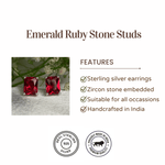 Load image into Gallery viewer, Emerald Ruby Stone Stud Earrings
