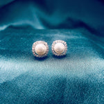 Load image into Gallery viewer, Squirtle to my Pearl Swarovski Diamond Stud Earrings
