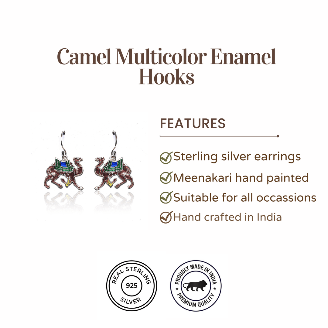 Camel Multicolor Enamel Hooks Earrings