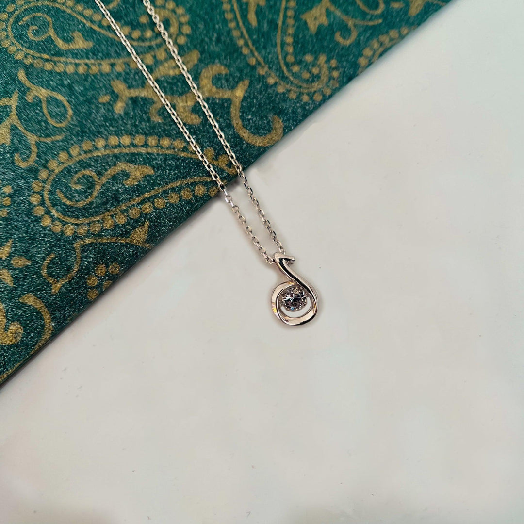 Sliver Chain Music Pendant with Diamond