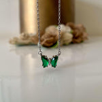 Load image into Gallery viewer, Sterling Silver Chain with Green Butterfly Zircon Diamond Pendant
