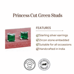 Load image into Gallery viewer, 925-sterling-silver-princess-cut-green-studs
