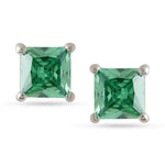 Load image into Gallery viewer, 925-sterling-silver-princess-cut-green-studs
