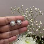 Load and play video in Gallery viewer, Sunflower diamond petal pearl Stud Earring
