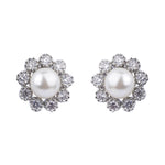 Load image into Gallery viewer, Daisy Delight Swarovski Diamond Embellished pearl stud
