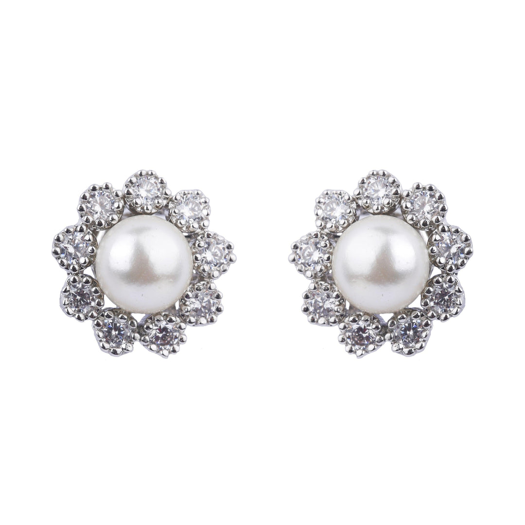 Daisy Delight Swarovski Diamond Embellished pearl stud