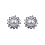 Load image into Gallery viewer, Sunflower diamond petal pearl Stud Earring
