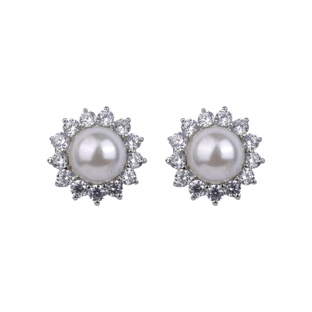 Sunflower diamond petal pearl Stud Earring