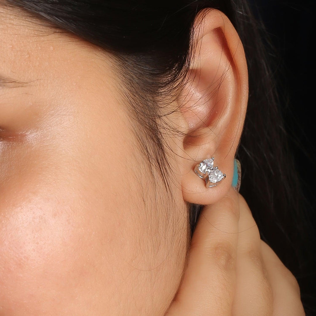 Twin Affair Dual Swarovski Diamond Stud Earrings