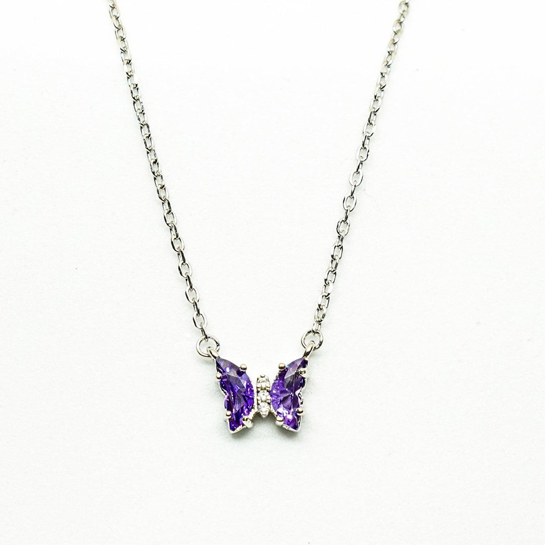 Sliver Chain Blue Butterfly Pendant Jewellery