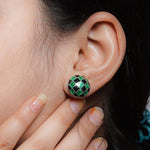 Load image into Gallery viewer, Black and Green Crisscross Stud Earrings for Women
