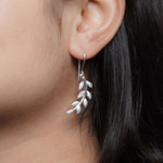 Load image into Gallery viewer, Diamond leaf Silver Hook Earrings
