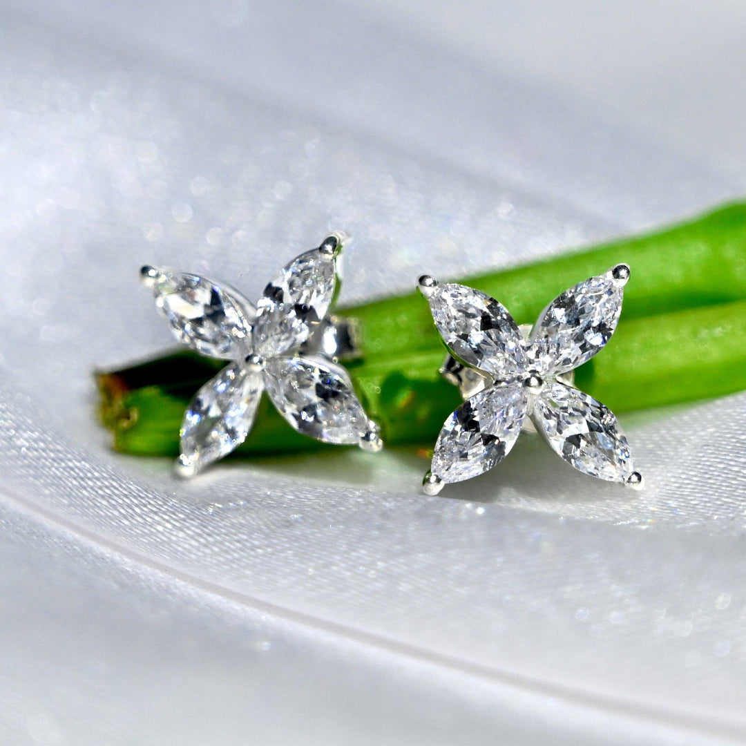 Jasmine Bloom Diamond Stud Earrings