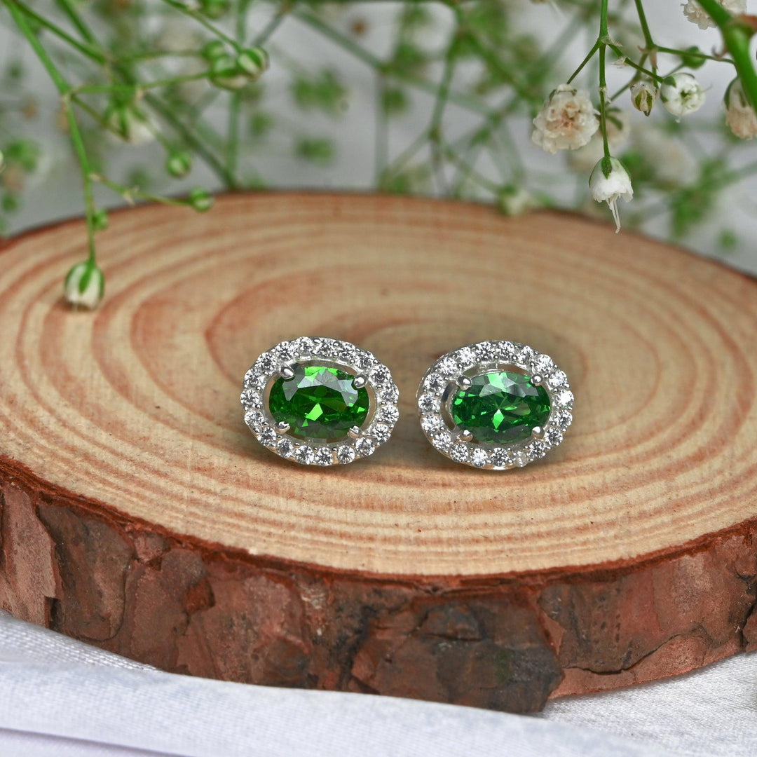 Green Dazzling Sparks Stud Earrings