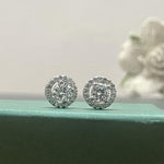 Load image into Gallery viewer, Rimming Moon White Swarovski Diamond Stud Earrings
