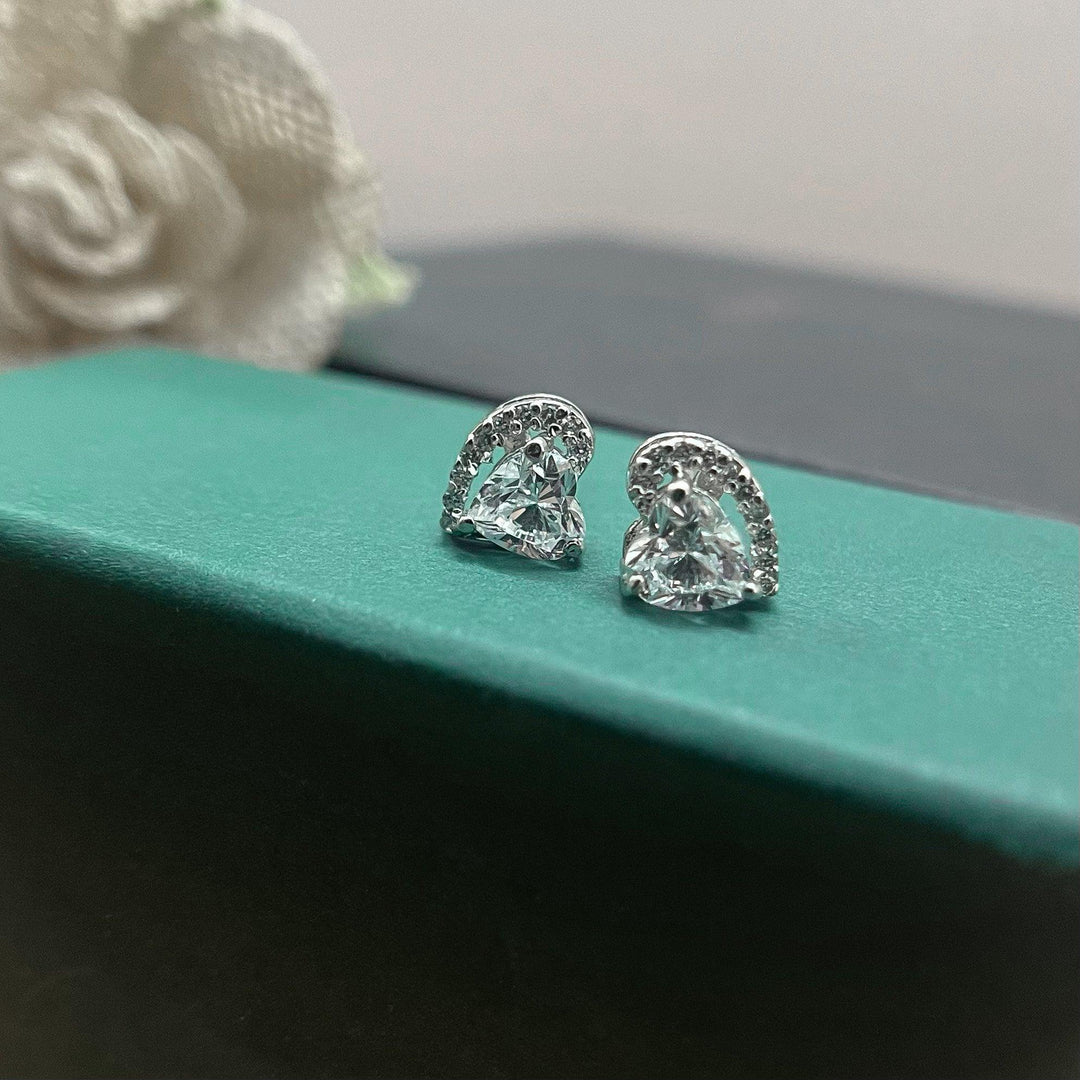 Silver Graceful Heart Swarovski Diamond Studs