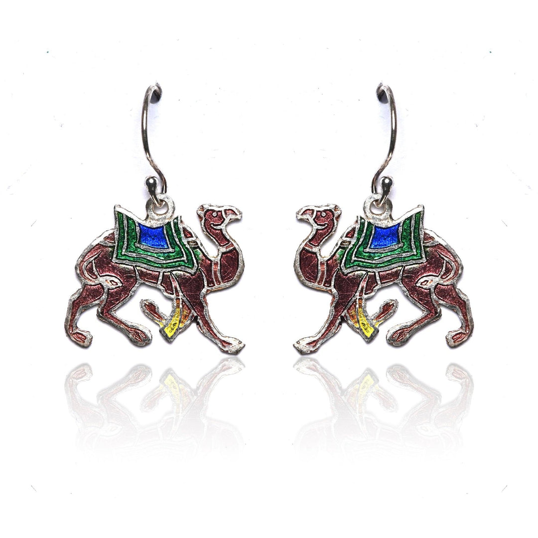 Camel Multicolor Enamel Hooks Earrings