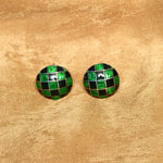 Load image into Gallery viewer, Black and Green Crisscross Stud Earrings for Women
