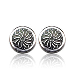 Load image into Gallery viewer, Black Enamel Flower Ear studs with Spike Earrings
