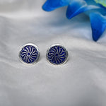 Load image into Gallery viewer, Small Blue Enamel Flower Ear studs with Spikes Earrings
