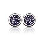 Load image into Gallery viewer, Small Blue Enamel Flower Ear studs with Spikes Earrings
