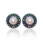 Load image into Gallery viewer, Pearl Nakshatra Contemporary Cubic Zirconia Stud Earrings
