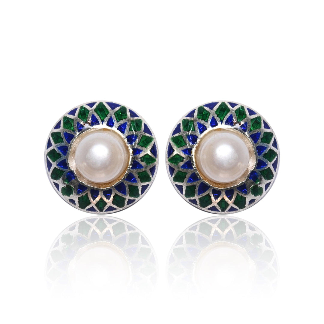 Pearl Nakshatra Contemporary Cubic Zirconia Stud Earrings