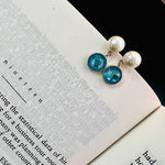 Load image into Gallery viewer, Cerulean Spell pearl Blue Diamond Ear Spike Earrings
