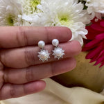 Load and play video in Gallery viewer, Pearl Flower Moon Light Earrings
