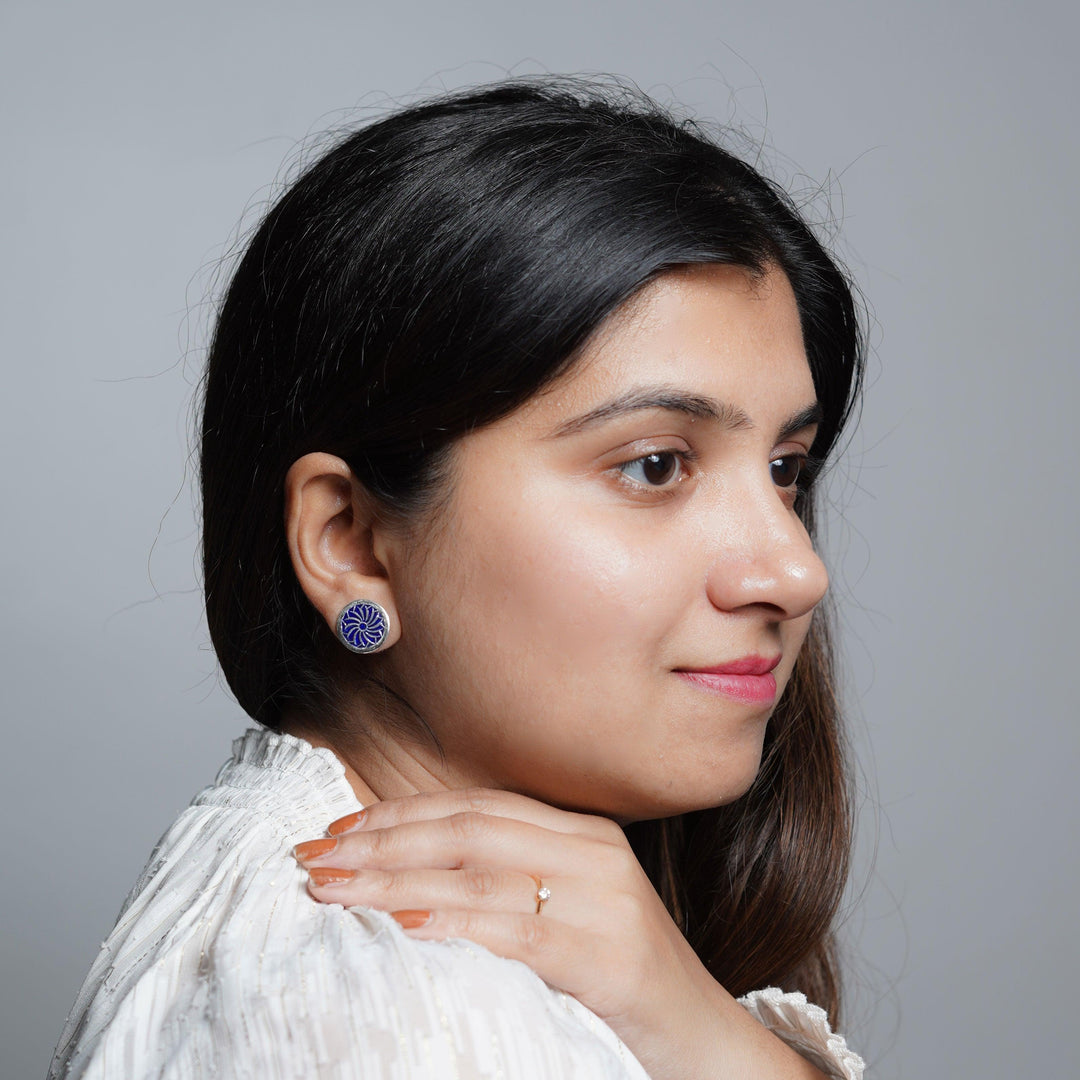 blue-enamel-flower-ear-studs
