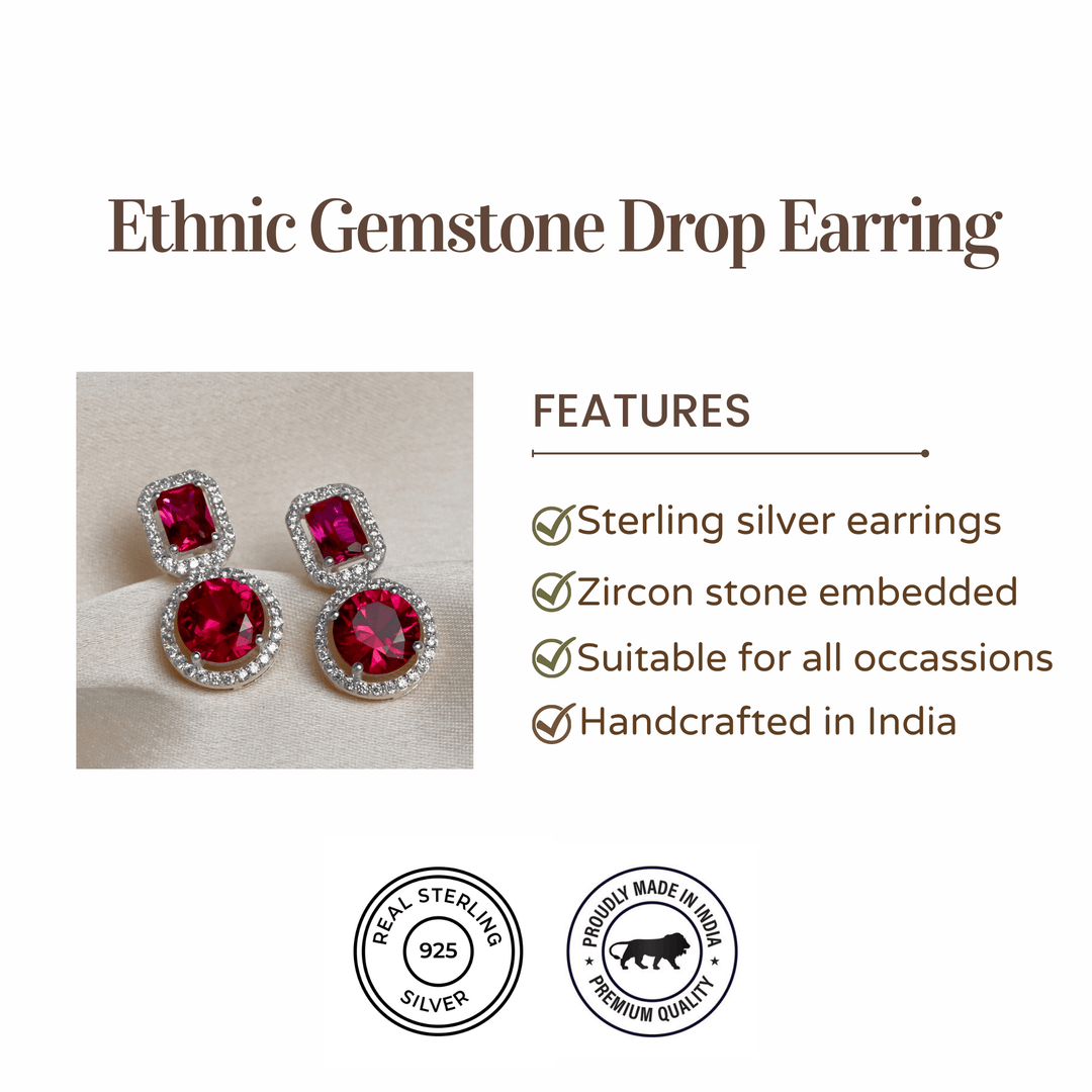 silver-ethnic-gemstone-drop-earring